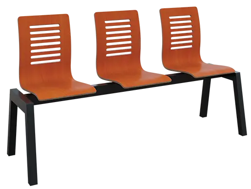 CARMEN 3, dřevěná lavice do čekárny, 3-sedák, třešeň, kostra černá